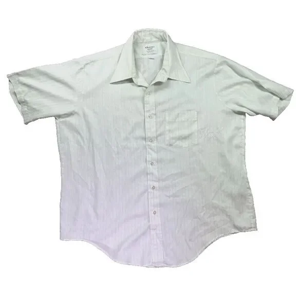 Vintage Arrow Kent Short Sleeve Shirt Mens 17.5 60s 70s Striped Skate Grunge - Picture 1 of 8